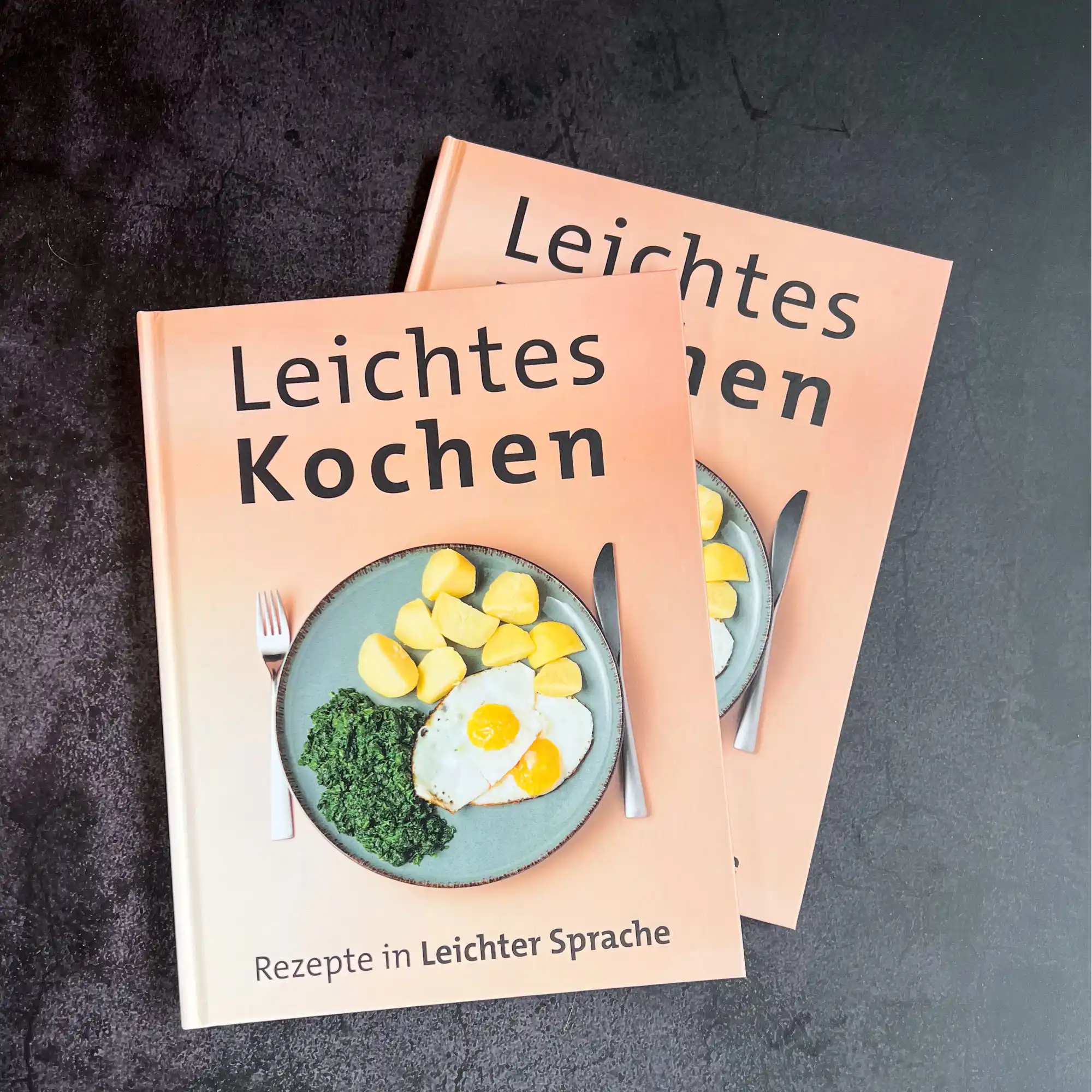 Kochbuch in Leichter Sprache liegt auf dem Tisch