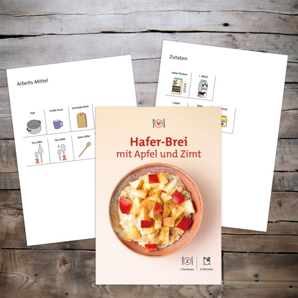 Hafer Brei mit Apfel Cover und Einkaufs-Listen