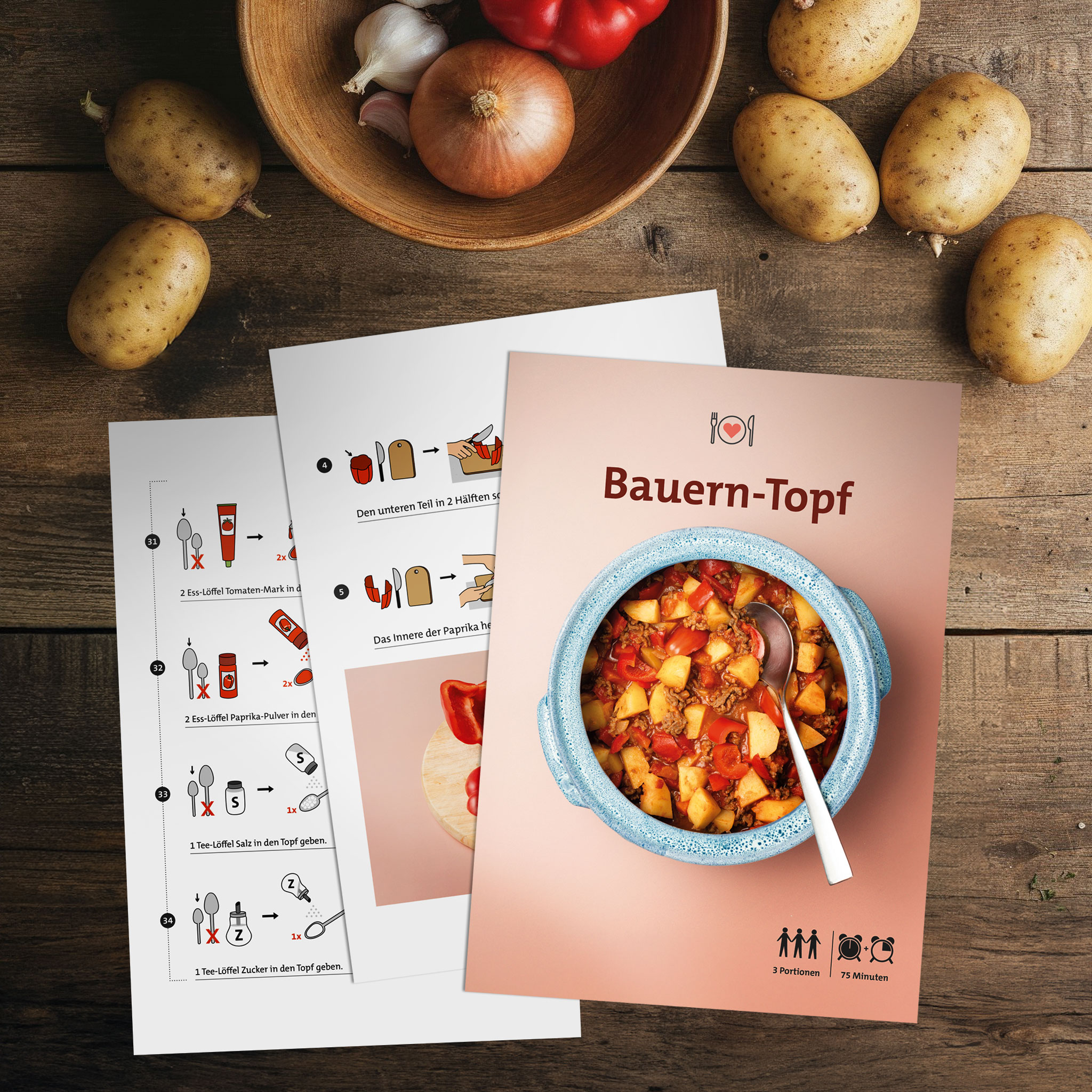 Einfaches Rezept für Bauerntopf in Leichter Sprache