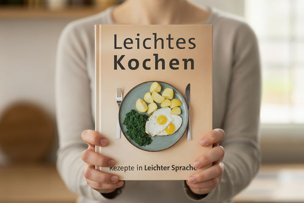 Das Kochbuch von Leichtes Kochen wird von zwei Händen in die Kamera gehalten