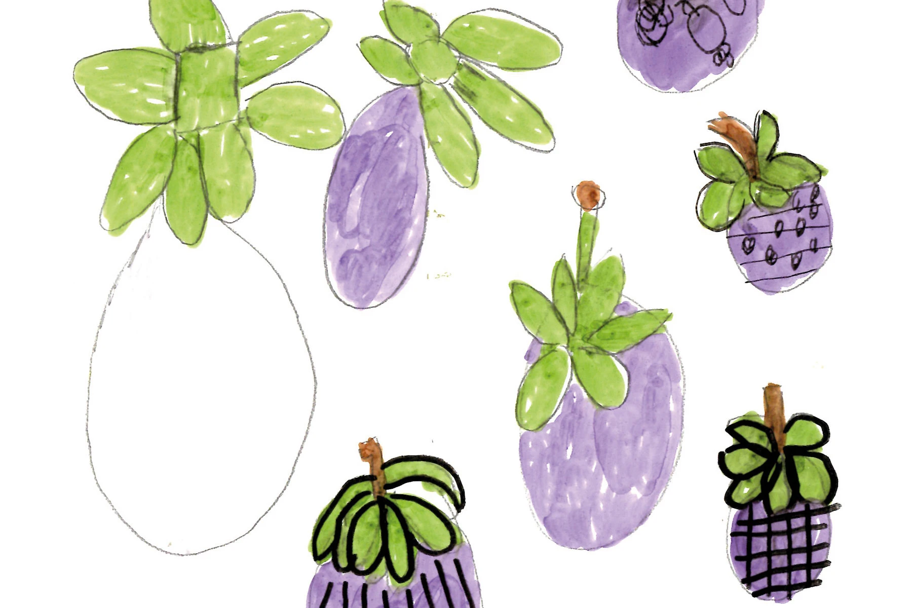 Zeichnung Elisabeth Herrmann, Design für alle, Aubergine