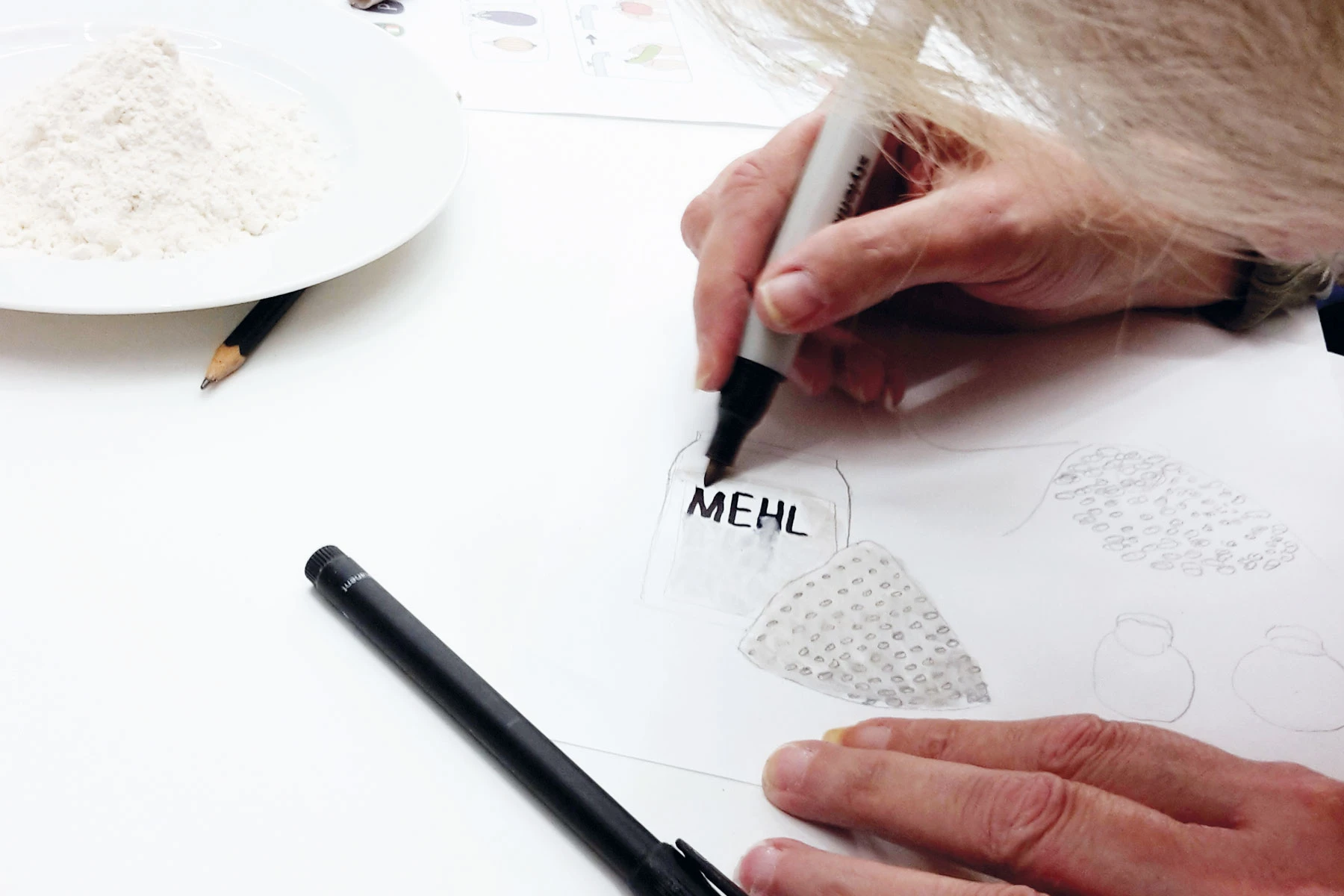 Einfache Kochrezepte, Design für Alle, Zeichnung von Elisabeth Herrmann